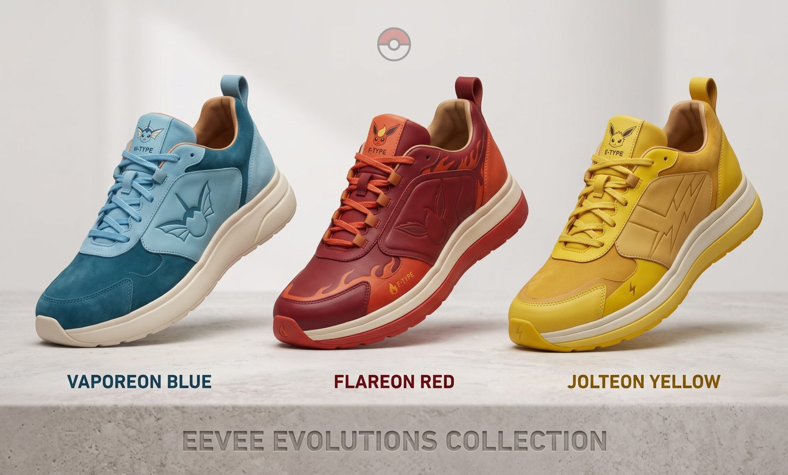 Conceito de tênis multicolorway inspirado nas evoluções do Eevee